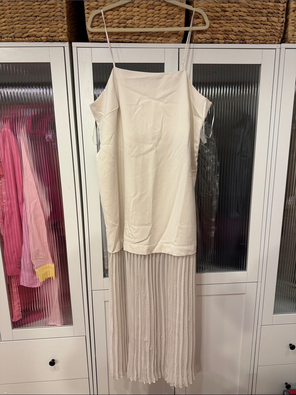 Banana Republic Cream Pleated Midi Slip Dress